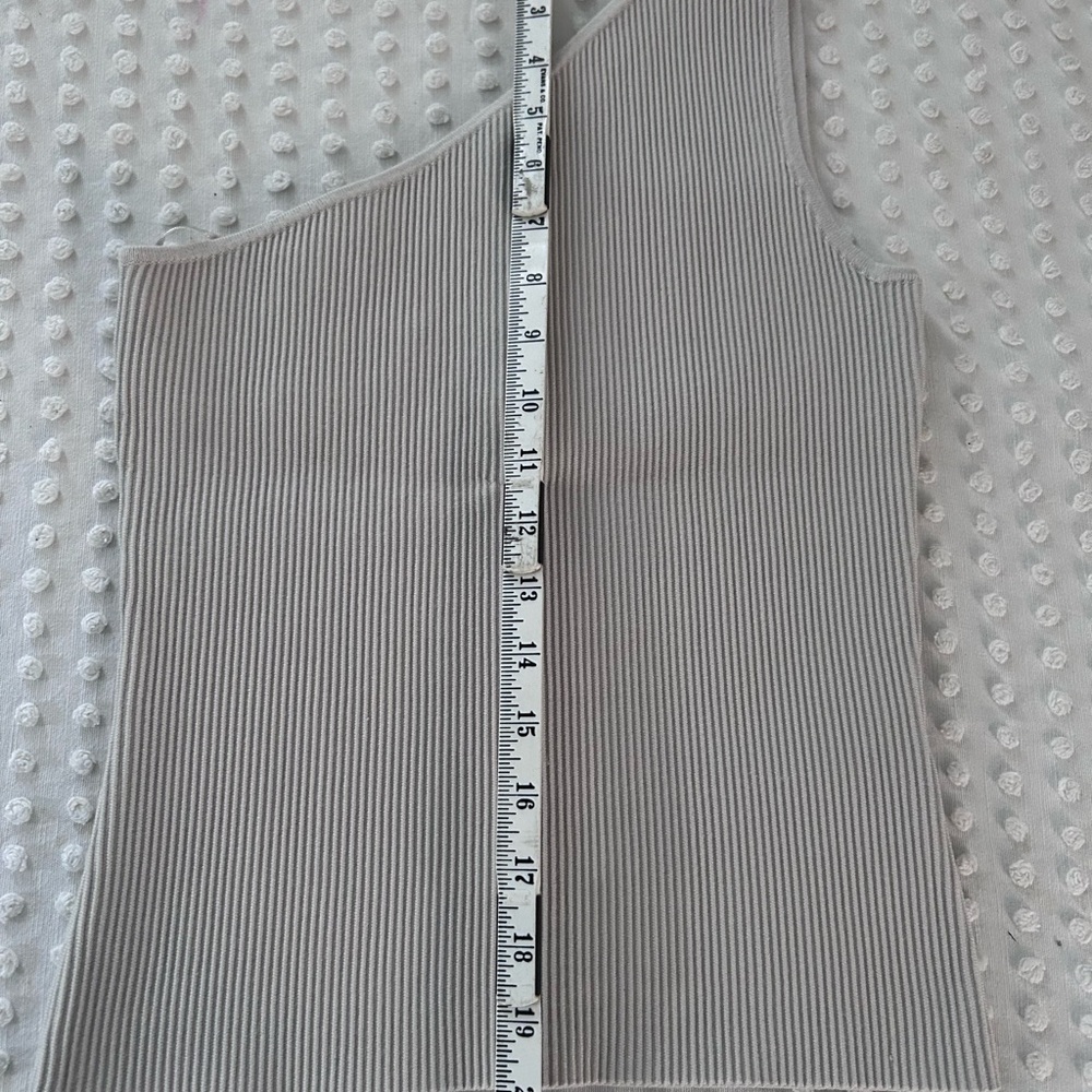 Gray Ribbed One-Shoulder Top - Picture 7 of 10